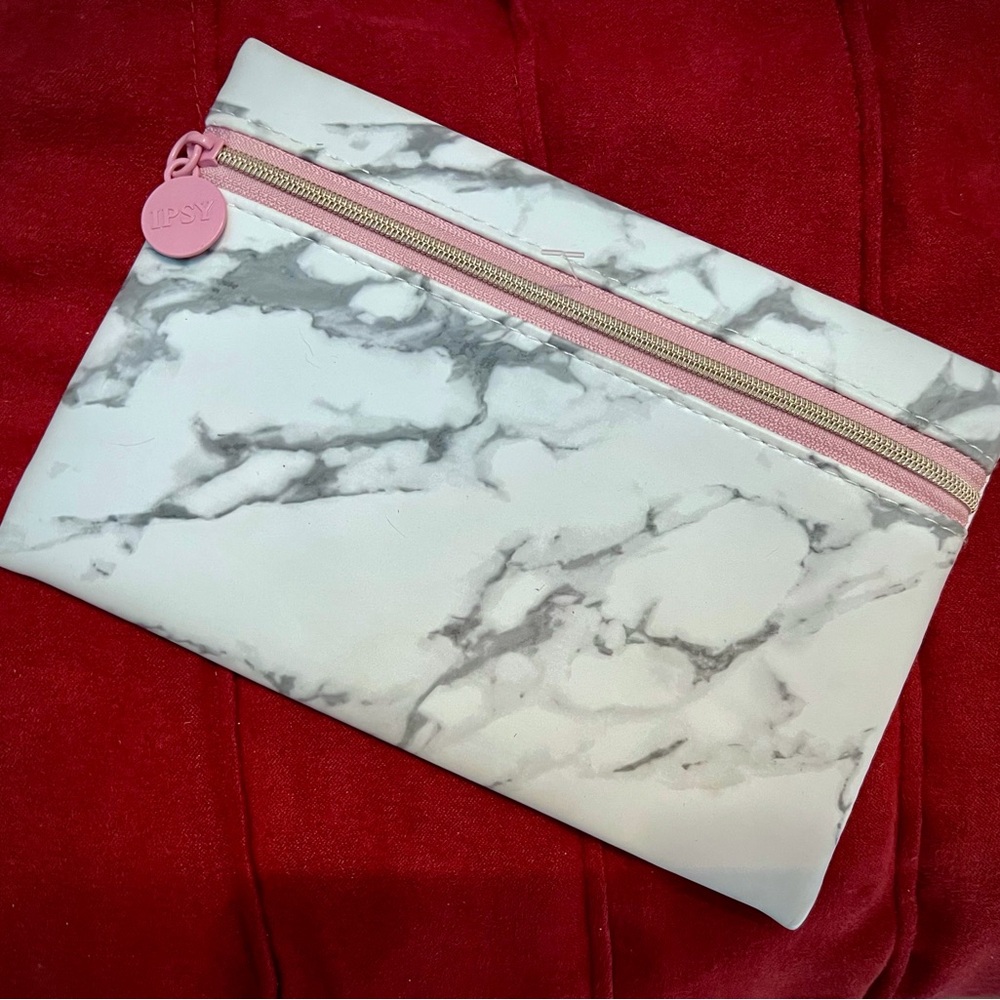 IPSY Marble Cosmetic Bag with Pink Accents Comes with Free Gift Item